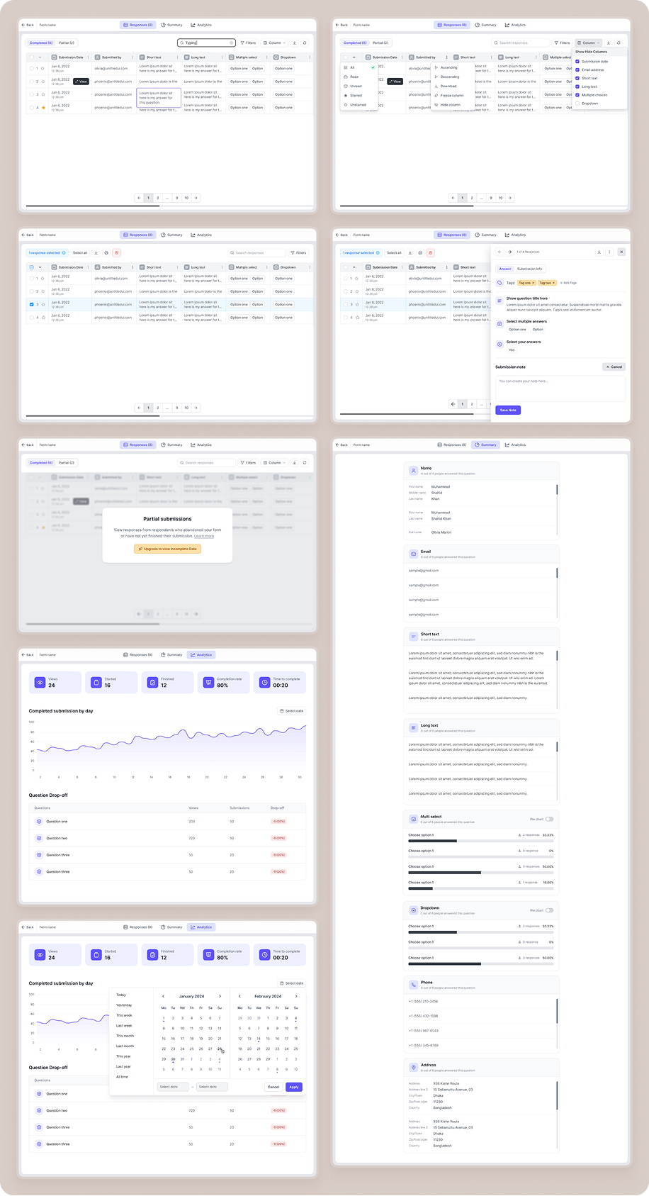 FormGent responses, summaries, and analytics screens